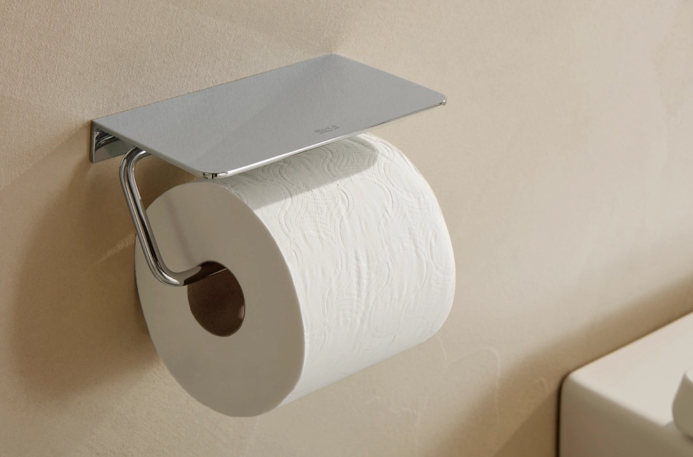 Porta Carta Igienica, Porta Carta Igienica Autoportante 2 In 1 Con Base Robusta 16 X 16 X 55 Cm Acciaio Inossidabile Cromato 86538452